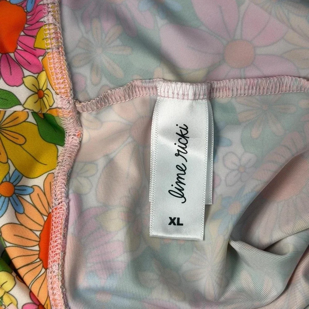 Lime Ricki Floral Swim Skirt Skort Bottom Retro 70s Daisy Print Womens XL